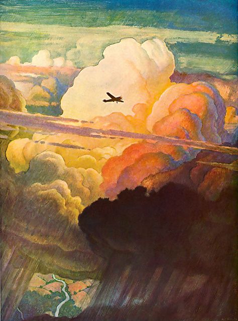 https://flic.kr/p/8Kp2RE | 1938 ... N.C. Wyeth | all images/posts are for educational purposes and are under copyright of creators and owners N C Wyeth, Nc Wyeth, Airplane Flying, Art Watercolor, American Artists, Air Mail, Painting & Drawing, The Sky, Beautiful Art