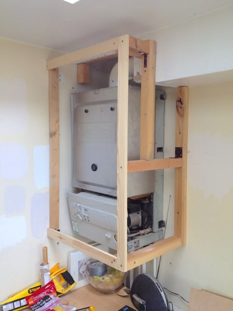 Boiler Cupboard Ideas, Boiler Cover Ideas, Boiler Cover, Boiler Cupboard, Alcove Cupboards, Small Utility Room, Diy Cupboards, Airing Cupboard, Cupboard Ideas