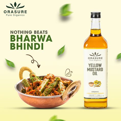 Orasure: The Secret Ingredient for the Perfect Bharwa Bhindi  Nothing beats Bharwa Bhindi and Orasure Yellow Mustard Oil takes it to the next level!  .  .  .  #Orasure #BlackSesameOil #RBharwaBhindi #ComfortFood #FlavorBoost #HealthyEating Bharwa Bhindi, Organic Branding, Mustard Oil, Edible Oil, Black Sesame, Social Post, Oil Treatments, Yellow Mustard, Secret Ingredient