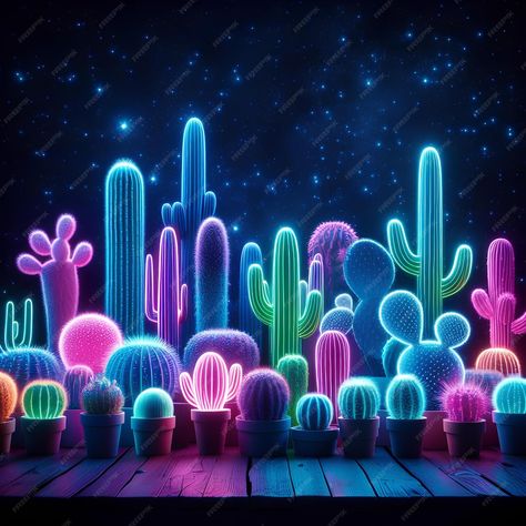 Premium Photo | Glowing neon cactus background Neon Desert, Neon Cowboy, Cactus Background, Cactus Backgrounds, Neon Cactus, Cactus Drawing, Wall Painting Decor, Painting Decor, Neon Aesthetic