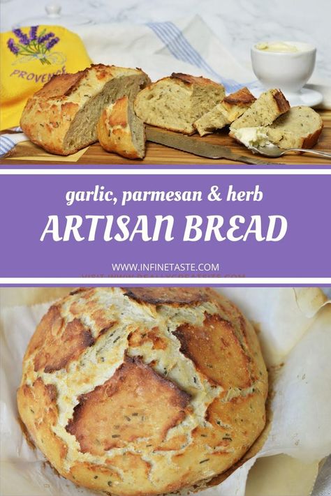 Herb Artisan Bread, Herb And Cheese Bread, Easy No Knead Bread, Artesian Bread, Garlic Herb Bread, Skillet Bread, Parmesan Bread, Rosemary Bread, Dutch Oven Bread