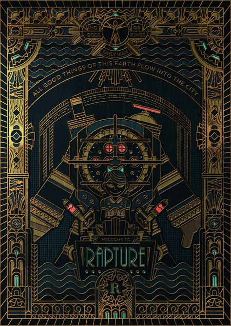 Bioshock Aesthetic, Bioshock Artwork, Bioshock 1, Bioshock Rapture, Bioshock Game, Arte Art Deco, Bioshock Art, Bioshock Series, Art Deco Artwork