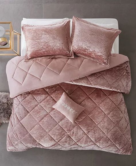 Modern Glam Decor, Modern Style Bed, Rose Gold Bedroom, Velvet Duvet Cover, Boho Duvet, Velvet Comforter, Bed Comforter, Glamorous Decor, Twin Xl Duvet Covers