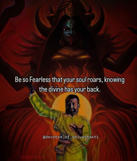 Be so Fearless ,that your soul roars knowing the divine has your back.🔱💯🫀 . . Follow- @devotee_of_shivashakti #maa #maakali #kaali #kaalimaa #mahakali #kalimata #jaimatadi #post #instagram #viral #trending #bhakti #quotes #quotesoftheday #quotesaboutlife #new #bhaktimarga #viralpost #2024 #devotee_of_shivashakti #sprituality I Desire Violently, Mahakali Quotes, Jai Maa Kali, Bhakti Quotes, Ma Kali, Mahavatar Babaji, Jai Jagannath, Mother Kali, Kali Mata