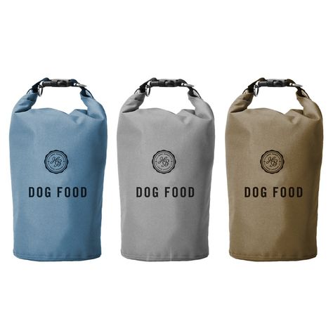 Our Travel Dog Food Storage Bag is a smart solution for packing dog food for an overnight or weekend trip. The 12"h x 5.5" diameter holds 12 cups of dog food. This durable bag is made from 100% recycled materials and features a waterproof lining. Available in three colors: grey, blue and brown. * * Font is capitalized.* Up to 8 characters (including spaces).* Allow up to 14 business days for embroidery.* Personalization is a final-sale item. $26.00 Eco Friendly Pet Products, Travel Dog, Dog Food Storage, Food Storage Bags, Luxury Pet, Dog Gear, Dog Travel, Weekend Trip, Croquettes