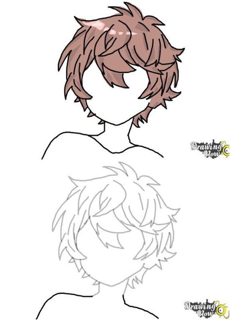 Hair References Drawing, Easy Hair Drawings, Boy Hair Drawing, Short Hair Drawing, Drawing Male Hair, Sketch Outline, Short Hair Designs, How To Draw Anime