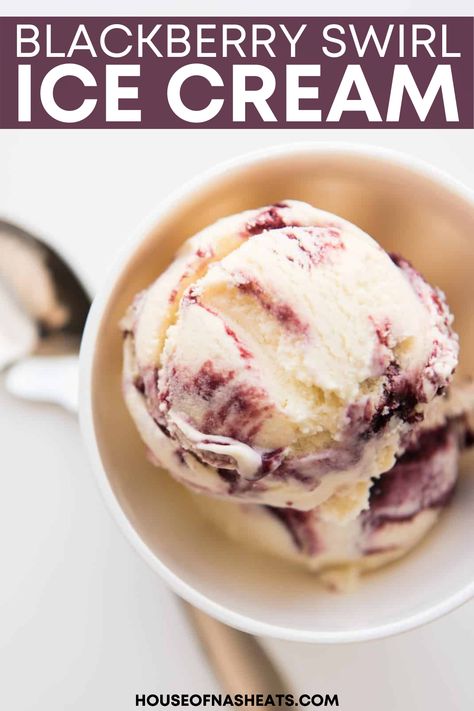 Cream Deserts, Blackberry Ice Cream, Swirl Ice Cream, Ice Cream Recipes Machine, Ice Cream Photography, Seasonal Eating, Homemade Ice Cream Recipes, Ice Cream Popsicles, Creamy Desserts