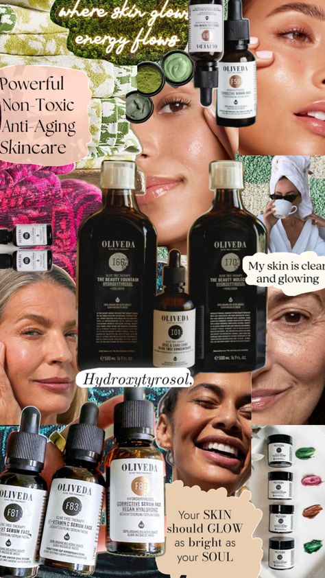 Hydroxytyrosol anti aging non toxic waterless skincare. Oliveda. Waterless Skincare, Ageless Image Skincare, Oliveda Skincare, Anti Aging Quotes Skin Care, Organic Anti Aging Skin Care, Antioxidants Skincare, Olive Tree, Aging Skin Care, Anti Aging Skin Care