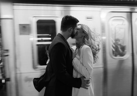 Train Engagement Pictures, Train Engagement Photos, Train Station Couple Photoshoot, Subway Engagement Photos, Train Couple, Subway Shoot, Train Photoshoot, Chicago Photoshoot, Train Station Wedding