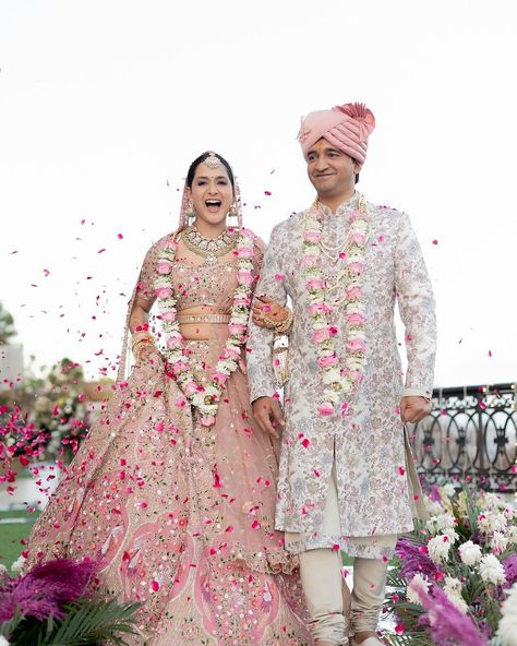 Marriages are settled in heaven but celebrated on earth. The unity of two souls written right from birth... ♥️😊 Couple : @_arushisharma and @vaibhav_vishant Follow 👉 @TheFabApp for more updates.. ✔️ . . . . . #indianbride #indianwedding #intimatewedding #weddingday #weddinginspiration #bollywoodstyle #lovestory #loveisintheair #makeupartist #makeuplover #outfitinspo #outfitoftheday #outfitinspiration #ootdfashion #ootdstyle #beautifulbride #bridaljewellery #pinklehenga #mahiyejinnasohna #d... Engagement Couple Dress, Bride And Groom Dress, Pink Bridal Lehenga, Latest Bridal Lehenga Designs, Bride Groom Poses, Wedding Highlights Video, Bridal Lehenga Designs, Latest Bridal Lehenga, Wedding Instagram