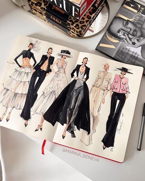 Fashion Sketchbook Inspiration, Fashion 60s, Fashion Dream Job, Moda Chanel, Fashion Journal, Fashion Drawing Sketches, Mode Chanel, Fashion Student, Fashion Design Collection