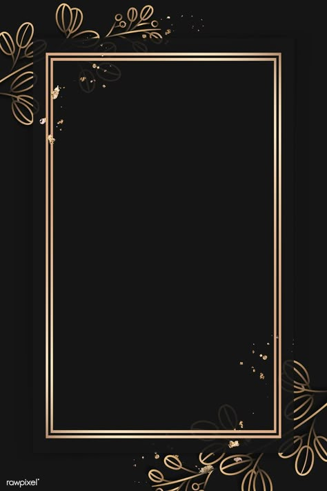 Rectangle gold frame on gold floral pattern on black background vector | premium image by rawpixel.com / manotang Gold Wallpaper Background, Golden Background, Instagram Background, Black Background Wallpaper, Frame Vector, Design Frame, Instagram Frame Template, Framed Wallpaper, Frame Background