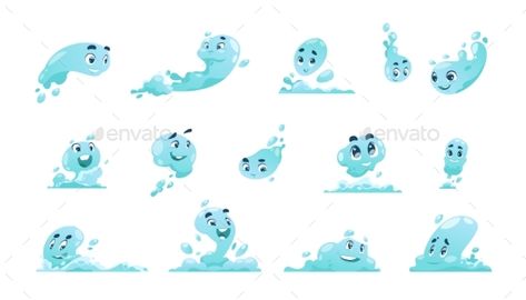 Liquid Character Design, Water Drop Character, Water Character, Liquid Splash, Fx Animation, Simple Character, Cartoon Disney, 4 Elements, Drawing Stuff