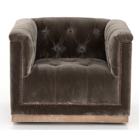 Foundstone™ Shauna 33.5'' Wide Tufted Swivel Armchair & Reviews | Wayfair The Maxx, Classic Library, Swivel Club Chairs, Library Chair, Swivel Recliner, Swivel Barrel Chair, Aged Bronze, Rustic Lodge, Chesterfield Chair