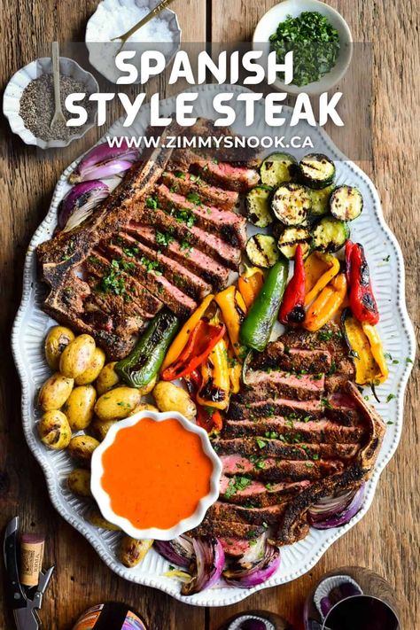 Spanish Style Steak Striploin Steak, Steak Rubs, Cooking With White Wine, Beef Gravy, Steak Sauce, Grilled Veggies, Special Dinner, Cooking Wine, Grilled Vegetables