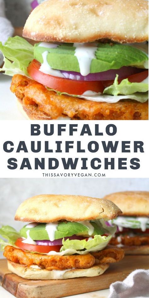 Cauliflower Sandwich, Cauliflower Baked, Ultimate Sandwich, Vegan Buffalo Cauliflower, Buffalo Cauliflower, Cauliflower Bites, Vegan Sandwich, Savory Vegan, Idee Pasto Sano