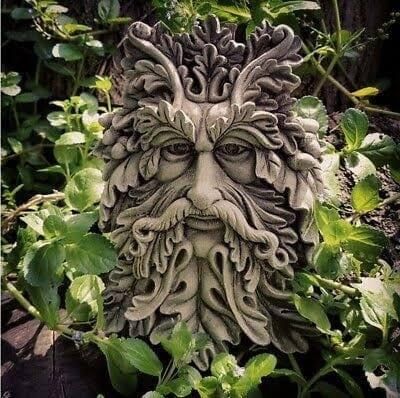 Thistle Plant, Crushed Limestone, Garden Wall Plaque, Green Woman, Acorn Leaf, The Green Man, Garden Plaques, Ceramic Garden, Gothic Garden