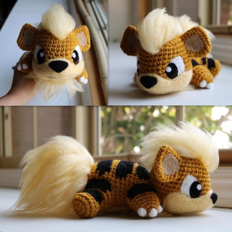 Herro 😗  #baby #Growlithe #cute #derpy #Pokemon #pokemongo #nintendo #amigurumi #crochet #toy #handmade #needlefelting #redheartyarns #madewithmichaels #aphid777 Pokemon Crochet Pattern, Crochet Pokemon, Learn How To Crochet, How To Crochet, Learn To Crochet, Crochet Dolls, Amigurumi Doll, Crochet Animals, Yarn Crafts