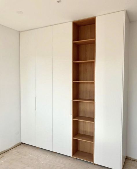 Long Cupboard Storage, Built In Wardrobe With Bookshelves, Hallway Wardrobe Ideas, Hallway Cabinets Built In, Cupboard Layout, Kids Closet Design, Luxury Wardrobes, Narrow Wardrobe, Walk In Wardrobes