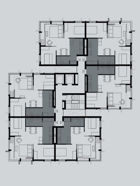 Hiha Studio Condominium Floor Plan, Triangular Architecture, Hotel Room Design Plan, Residential Building Plan, Social Housing Architecture, Building Design Plan, Residential Building Design, Apartment Floor Plan, Apartment Floor Plans