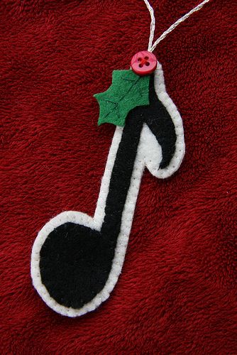 Musical Note Ornament Music Note Ornaments Diy, Felt Creatures, Ornament Inspiration, Music Christmas Ornaments, Music Christmas, Music Ornaments, Music Crafts, Christmas Felt, Felt Christmas Decorations