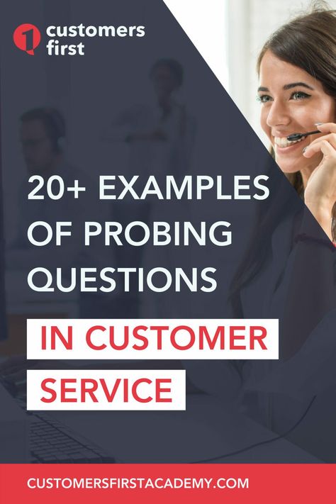 The best way to provide good customer service is by asking probing questions and listening to your customers' needs. Our customer service tips will show how you can improve your communication skills to build trust and help your customers. If you want to learn more about how to provide great customer service then click on this link for 20+ examples of probing questions! Empathy Statements, Customer Service Interview Questions, Customer Service Tips, Probing Questions, Customer Service Strategy, Phone Etiquette, Customer Service Resume, Customer Service Training, Resignation Letters