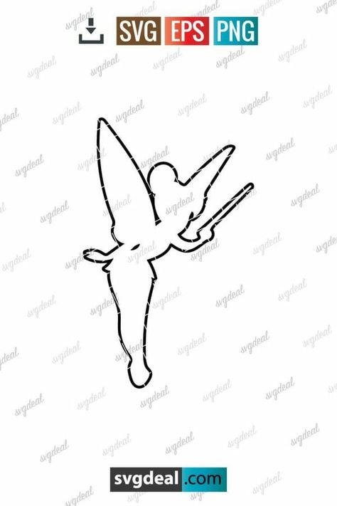 Tinkerbell Outline Svg Drinkerbell Svg, Tinkerbell Outline, Tinker Bell Outline Tattoo, Tinker Bell Stencil, Tinkerbell Line Art, Tinkerbell Svg, Tinkerbell Drawing, Wire Knitting, Pumpkin Stencil