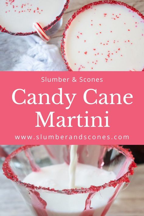 Candy Cane Martini is a red and white striped holiday cocktail, featuring a candy cane syrup sugar rim, filled with a peppermint white chocolate creamy martini. Follow this easy step-by-step recipe for the most festive drink this Christmas season. It's pretty and delicious, plus super simple to make. #christmas #candycane Creamy Martini, Chocolate Candy Cane Martini, Peppermint Rimmed Drinks, Chocolate Candy Cane Martini Recipe, Peppermint Schnapps Drinks, Candy Cane Rimmed Drink, Candy Cane Martini, Peppermint White Chocolate, Cane Syrup