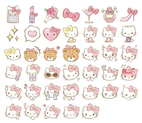 Sanrio Emojis, Cute Emoji For Discord, Hello Kitty Emojis, Body Type Drawing, Cute Emoji, Emoji Stickers, Hello Kitty Pictures, Cat Stickers, Cat Gif