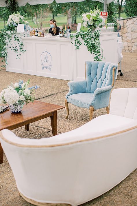 Elegant blue & white wedding| micro-wedding, ceremony, reception, outdoor reception, romantic reception, winter wedding,winter wedding decor,wedding lounge furniture, wedding tablescape, tablescape, tablescape decor, wedding reception, floral centerpiece, romantic set-up,floral decor,event planning, furniture, wedding rentals, party rentals, furniture inspiration, luxury events, vintage wedding, vintage furniture, reclaimed furniture, event rentals, event set up Nantucket Inspired Wedding, Wedding Lounge Furniture, Coastal Wedding Decor, Romantic Reception, Spring Editorial, Chinoiserie Wedding, German Wedding, White Weddings Reception, Blue White Weddings