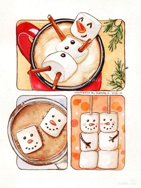 Chocolate Drawing Aesthetic, School Things Drawing, Christmas Food Drawing, Christmas Food Illustration, Christmas Aesthetic Drawing, Hot Chocolate Illustration, Latte Drawing, Hot Chocolate Drawing, Cozy Drawing