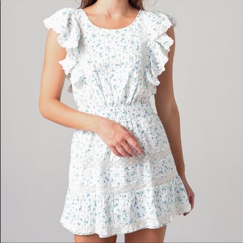 The Roberta Dress Arrives In Cotton With A Ditsy Floral Print, Pin Tucking And Vine And Donut Lace Details. Flounced Shoulders. -Pit To Pit: 18 Inches -Length: 34 Inches -Condition: New With Tags All Measurements Are Approximate F18 Fancy White Dress, Target Dress, Ditsy Floral Print, Ruffle Mini Dress, Pink Floral Dress, Halter Mini Dress, Silk Mini Dress, Satin Mini Dress, Lace Inset