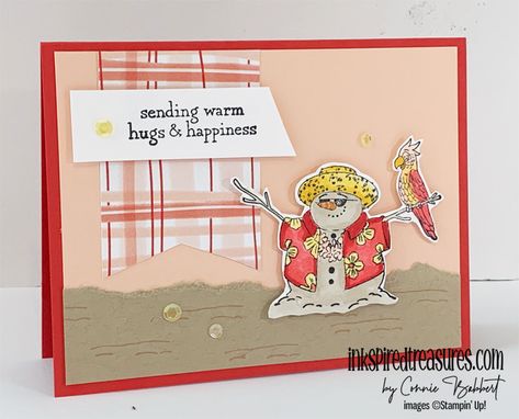 CSF838 - Snowman Hugs - Inkspired Treasures Snowman Hugs Stampin Up Cards, Stampin Up Snowman Hugs, October Is Here, Ladies Group, Create Christmas Cards, Holiday 2024, Leaf Cards, Color Challenge, Halloween Images