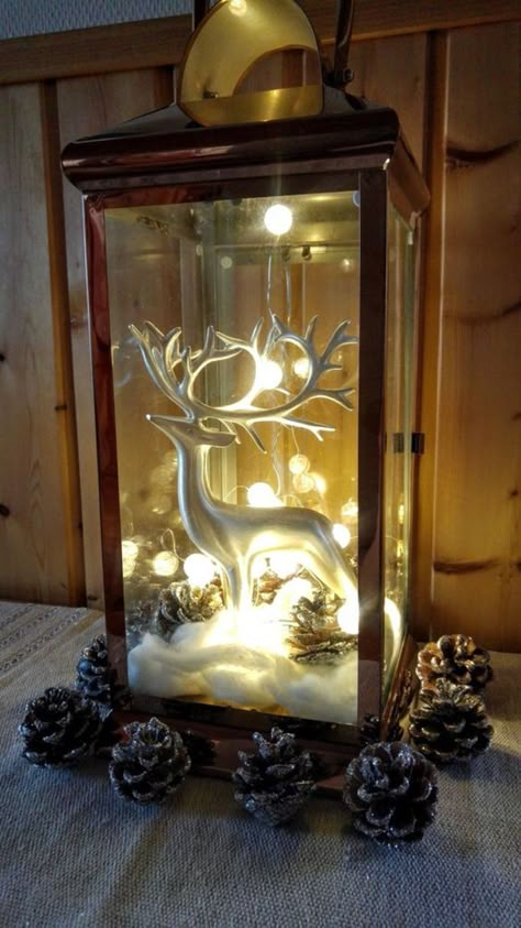 Christmas Lantern Decor Ideas, Diy Christmas Lantern, Christmas Lantern Ideas, Christmas Gala, Lantern Christmas Decor, Large Lantern, Lantern Decor, Lantern Christmas, Classic Christmas Decorations