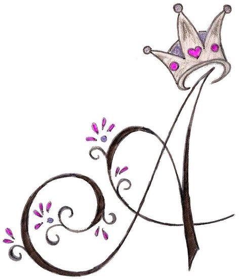 La primera... Princess Crown Tattoo, Princess Crown Tattoos, A Initial, Initial Tattoo, Hand Lettering Alphabet, Crown Tattoo, Creative Lettering, Princess Crown, Tattoo Lettering