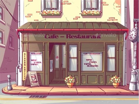 Vector Cartoon Background Cafe in the Hungary #Ad #Cartoon, #sponsored, #Vector, #Background, #Hungary Web Video, Colored Background, Vector Cartoon, Cartoon Background, Night City, Beautiful Fantasy Art, Interface Design, Cafe Restaurant, City Streets