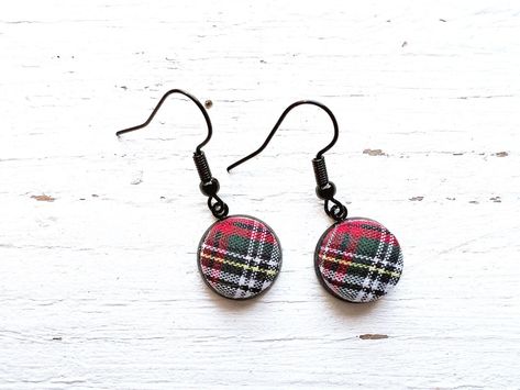 Stewart Dress Tartan Plaid Earrings Red Plaid Earrings Wire - Etsy Plaid Earrings, Ribbon Making, Drop Jewelry, Stewart Tartan, Stylish Earrings, Free Print, Pillow Box, Product Listing, Stylish Earring