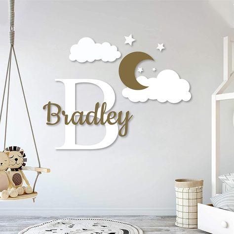 Baby Nursery Wall Decor, Cloud Wall Decal, Baby Room Wall Decor, Baby Wall Decor, Baby Boy Bedroom, Stars Wall Decor, Baby Boy Room Decor, Nursery Room Design, Moon Clouds