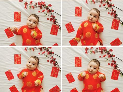 Year Of The Dragon Photoshoot, 100 Days Chinese Celebration, Red Egg Ginger Party, Chinese New Year Baby Photoshoot, Chinese 100 Day Celebration, 100 Day Baby Celebration, 100 Day Celebration Baby Chinese, 100 Day Party Chinese, 100 Days Baby Celebration