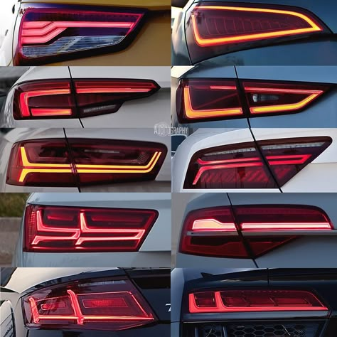 “After my headlight collage of my photos of Audis CURRENT headlights, was so popular, let’s do the taillights too.  Left column: A/S1, A/S4, A/S6, Q7,…” Kereta Sport, Ford Rs, Car Design Sketch, Concept Car Design, Audi Cars, Car Exterior, Car Drawings, Transportation Design, Car Headlights