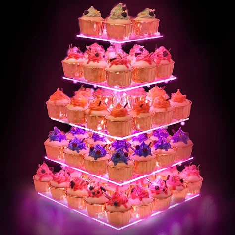 PRICES MAY VARY. 【WHAT YOU NEED】 Are you on the search for a special and exquisite way of displaying cupcakes? From now on, any wedding, anniversary or birthday party is going to be more fun with the European stylish cupcakes stand that will create an amazing display for your dessert. 【PREMIUM DESIGN】Our cupcake stand has four acrylic plates with 4.7” distance between them. You can remove any of the superior plates and reassemble them freely. Each pastry rack is made with premium 4 mm thick acry Flameless Candles Wedding, Square Cupcake Stand, Cardboard Cupcake Stand, Acrylic Cupcake Stand, Square Cupcakes, Donut Stand, Display Tower, Cupcake Tiers Stand, Greenery Wedding Decor