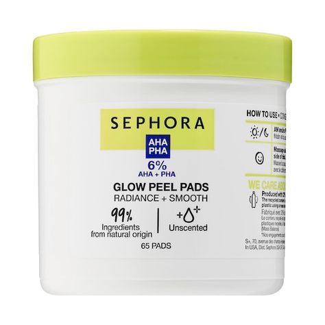 Glow Peel Pads with AHA + PHA - SEPHORA COLLECTION | Sephora Oily Skincare, Exfoliating Pads, Face Peel, Peel Pads, Peeling Mask, Facial Peel, Sephora Beauty, Oily Skin Care, Sephora Collection