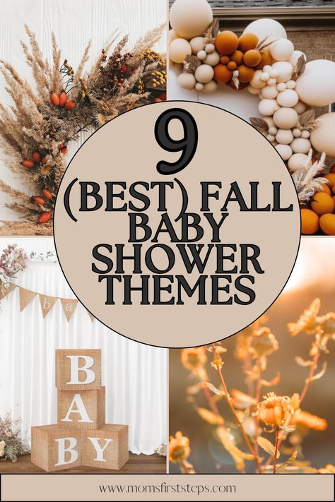 Looking for the perfect fall baby shower theme? Link to article with the 9 best fall baby shower ideas to inspire you to plan the perfect fall baby shower. Perfect for expectant moms looking for fall baby shower ideas and wanting to find the perfect autumn baby shower theme! Baby Boy Fall Baby Shower Ideas, Thankful Baby Shower Theme, Fall Themed Baby Shower Ideas Boys, Autumn Baby Shower Theme, Boho Fall Baby Shower Ideas, Fall Baby Shower Themes For Boys, Fall Baby Shower Ideas Decoration, Fall In Love Baby Shower Theme, November Baby Shower Themes