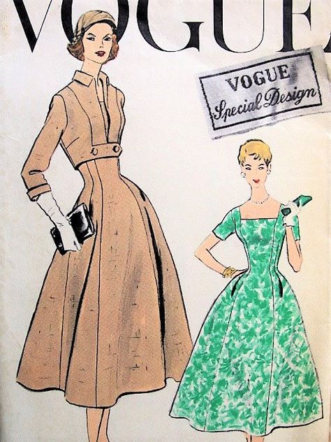 50s BEAUTIFUL Dress and Bolero Jacket Pattern VOGUE Special Bolero Jacket Pattern, 1950 Style, Dress And Bolero, New Look Dresses, Sewing Vintage, Wedding Cocktail Party, 1950 Fashion, Bolero Dress, Dress Making Patterns