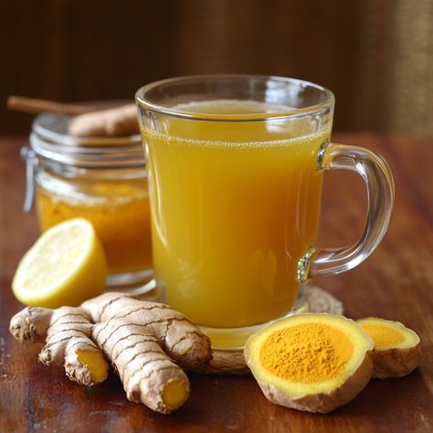 🍵✨ Boost your wellness with Turmeric Ginger Detox Tea! A warm and soothing drink! 🍋🌿 #DetoxTea Turmeric Ginger Detox Tea Ingredients: Fresh turmeric, grated (1 tbsp) Fresh ginger, grated (1 tbsp) Honey (1 tbsp, optional) Lemon juice (1 tbsp) Water (2 cups) Instructions: Boil water and add grated turmeric and ginger. Simmer for 10 minutes. Strain and pour into a cup. Stir in honey and lemon juice. 🍋🍵 Enjoy this revitalizing and anti-inflammatory tea! Perfect for a detoxifying start to your... Ginger Honey Lemon Tea, Honey Lemon Tea, Ginger Honey Lemon, Ginger Detox, Turmeric And Ginger, Tea Ingredients, Turmeric Water, Instagram Recipes, Fresh Turmeric