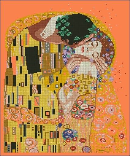 The Kiss by Gustav Klimt-cross-stitch design The kiss by Gustav Klimt-cross-stitch design-sounds nice? The famous "The Kiss" by Gustav Klimt now may be an Crossbody Bag Pattern, Melting Crayons, Cross Stitch Borders, Cross Stitch Alphabet, Cross Stitch Samplers, Cross Stitch Animals, Diy Decor Crafts, The Kiss, Cross Stitch Patterns Free