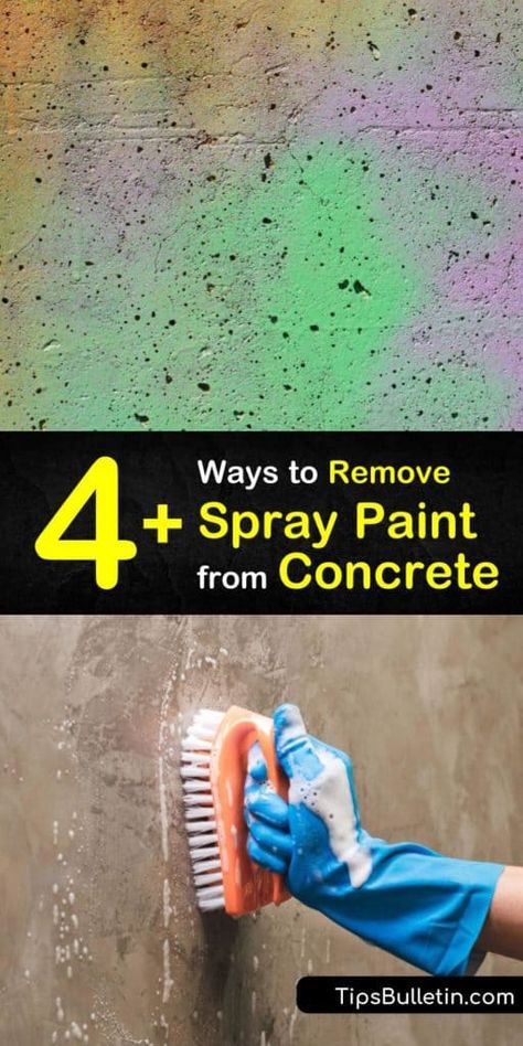 Learn how to remove spray paint from concrete after an overspray accident. Use a stripper or paint thinner with a hard bristle brush for scrubbing a concrete surface or clean away paint on outdoor surfaces with a power washer. #removespraypaint #concrete #paint #cleanpaintoffconcrete Spray Paint Remover, How To Clean Chacos, Remove Paint From Concrete, Stripping Paint, Power Washer, Diy Cleaning Solution, Diy Techniques, Paint Thinner, Painted Concrete Porch