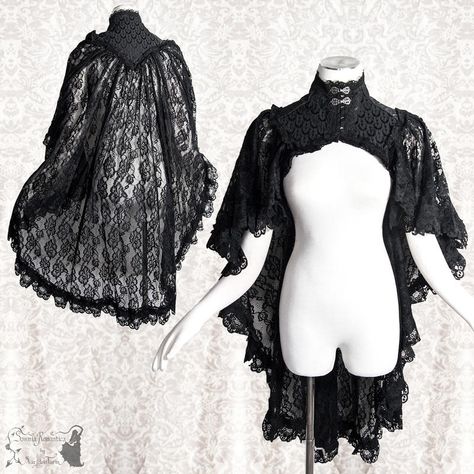 Black Capelet, Lace Capelet, Lace Shrug, Gothic Victorian, Victorian Lace, My Black, Gothic Lolita, Turin, Character Outfits