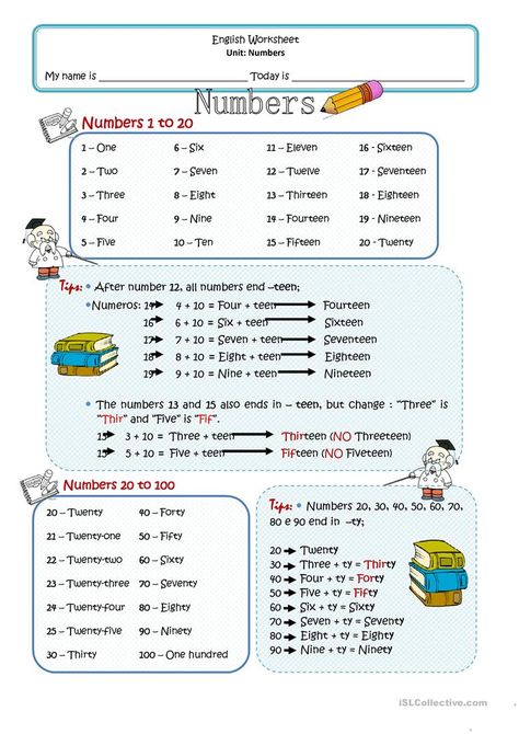 Mix of numbers - English ESL Worksheets Esl Numbers, Numbers Worksheets, Preschool Math Worksheets, Esl Activities, Teaching Numbers, 1st Grade Math Worksheets, Teaching Lessons, English Classroom, English Language Teaching