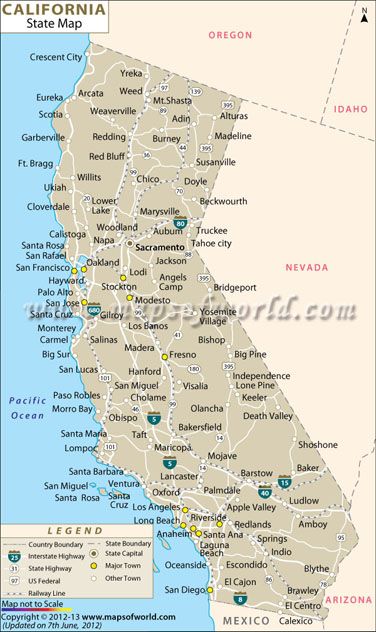 California Maps - more cities Map Of California, Tahoe City, West Coast Road Trip, Camping Destinations, California Map, California Travel Road Trips, California Dreamin', California Dreaming, To Infinity And Beyond